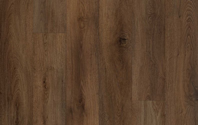 Wooden floor with brown planks and visible grain patterns (hardwood/laminate)