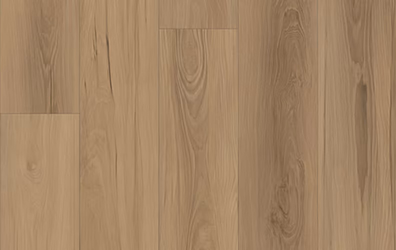 Light brown hardwood floor with visible grain patterns and plank seams