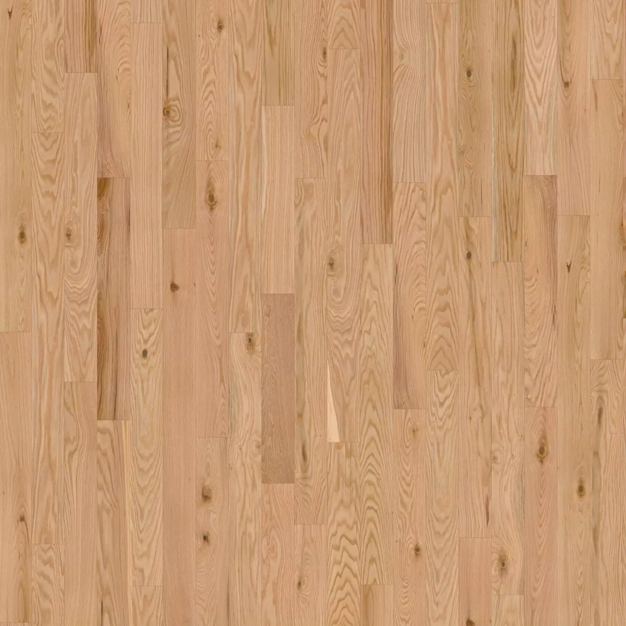 Light warm-toned hardwood floor with visible grain patterns and knots in a staggered plank layout